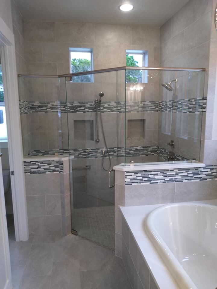 Custom frameless shower enclosure