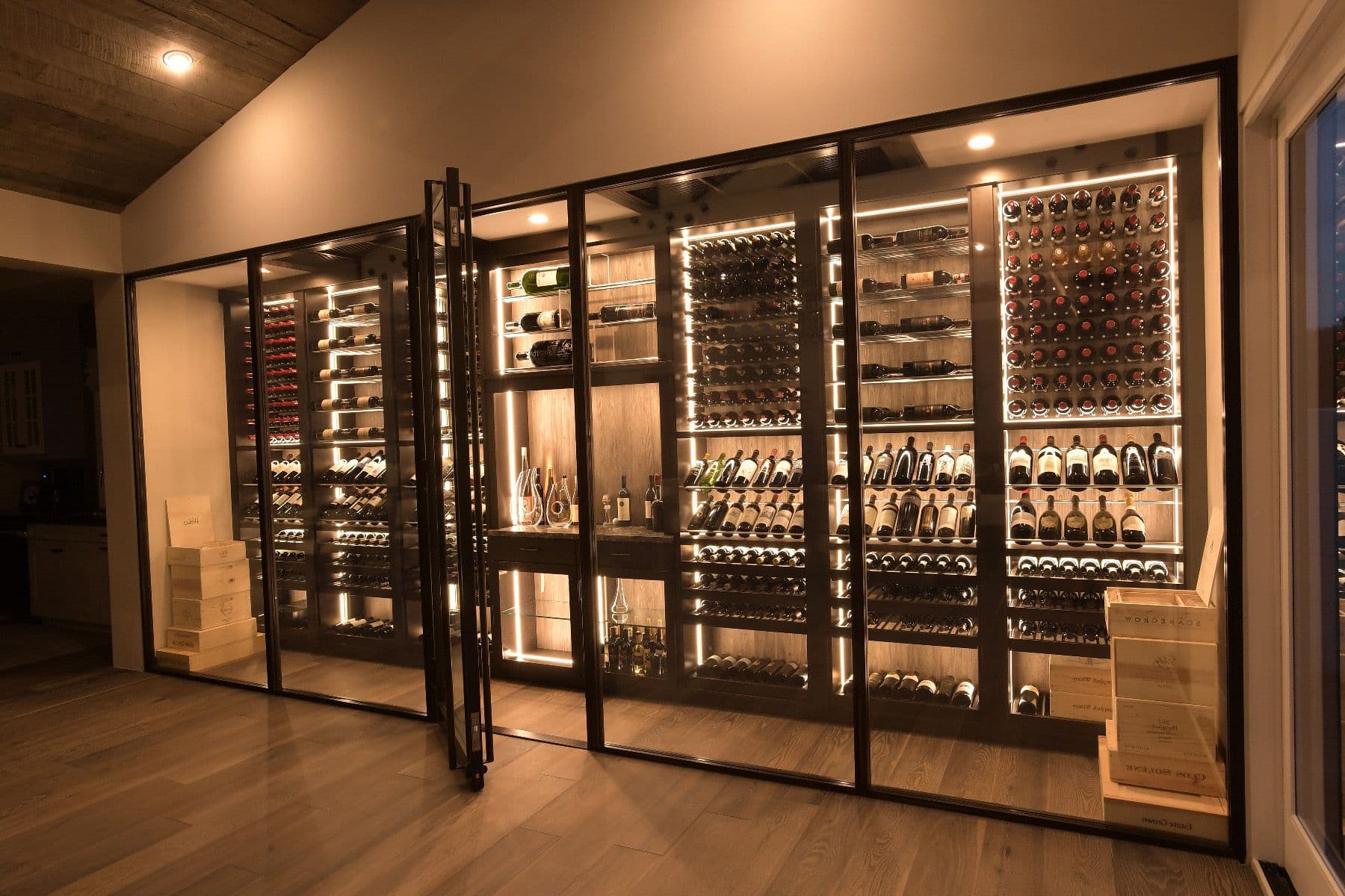 Custom wine room glass enclosure in San Antonio